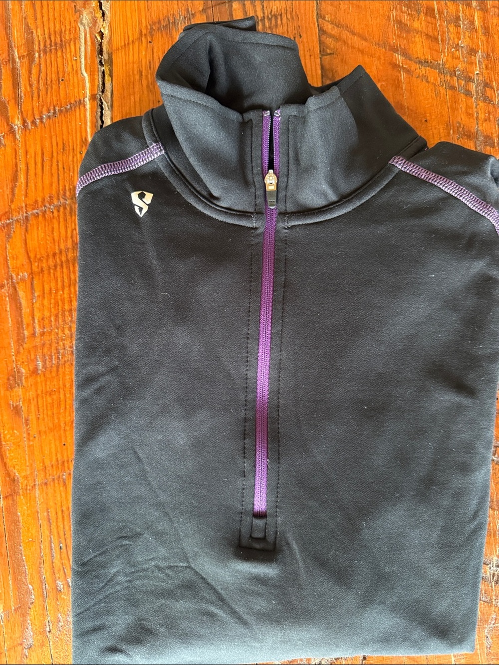 Stoic Women's Black and purple half zip performance pullover